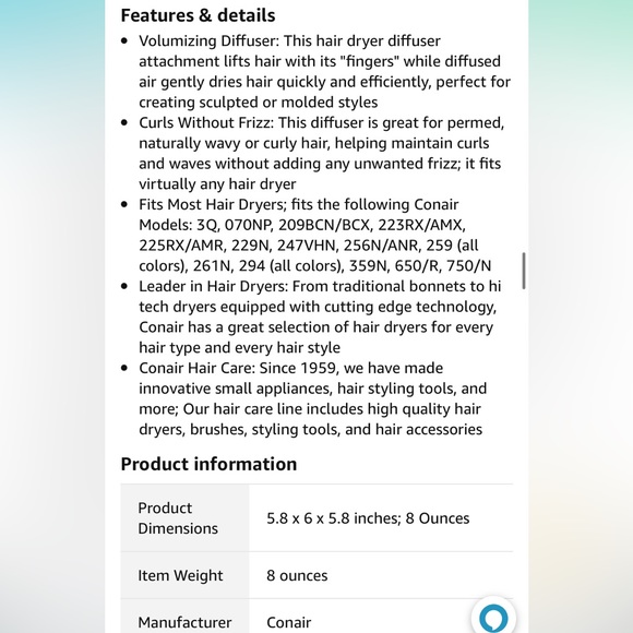 Conair universal diffuser attachment - Picture 8 of 10